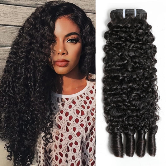 BELE Burmese Curly Bundles Human Hair 14 Inch 3C4A Water Wave Bundles Quick Weave with Spiral Curly End 100% Unprocessed Kinky Curly Human Bundles in Hair Extensions Natural Black