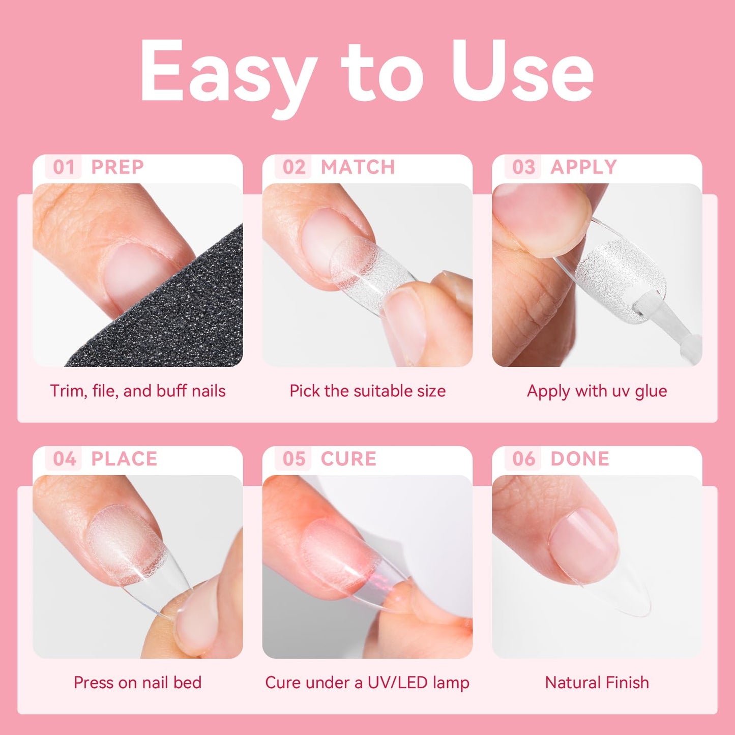 Makartt Almond Nail Tips: 500pcs Medium Pre-buffed Full Cover Clear Press on Nails 10 Sizes Soak Off Soft Gel Nail Tips Extension Professional Acrylic Fake Nails No Crease False Nail Salon DIY Art