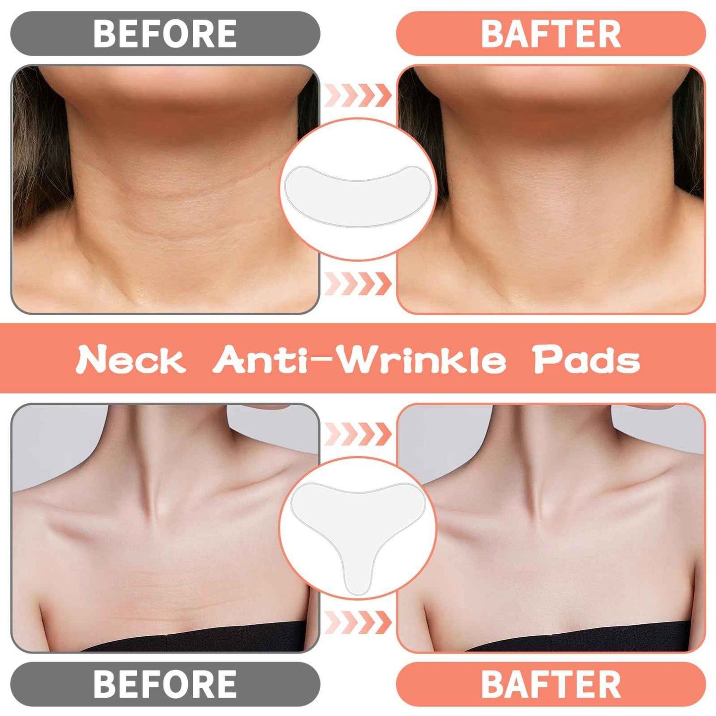 KODASNY Neck Wrinkle Patches, Anti Wrinkle Silicone Patches，Reusable Chest Firming and Tightening Facial Masks, Collagen Neck Fine Line Pads for Women Reduce Fine Wrinkles