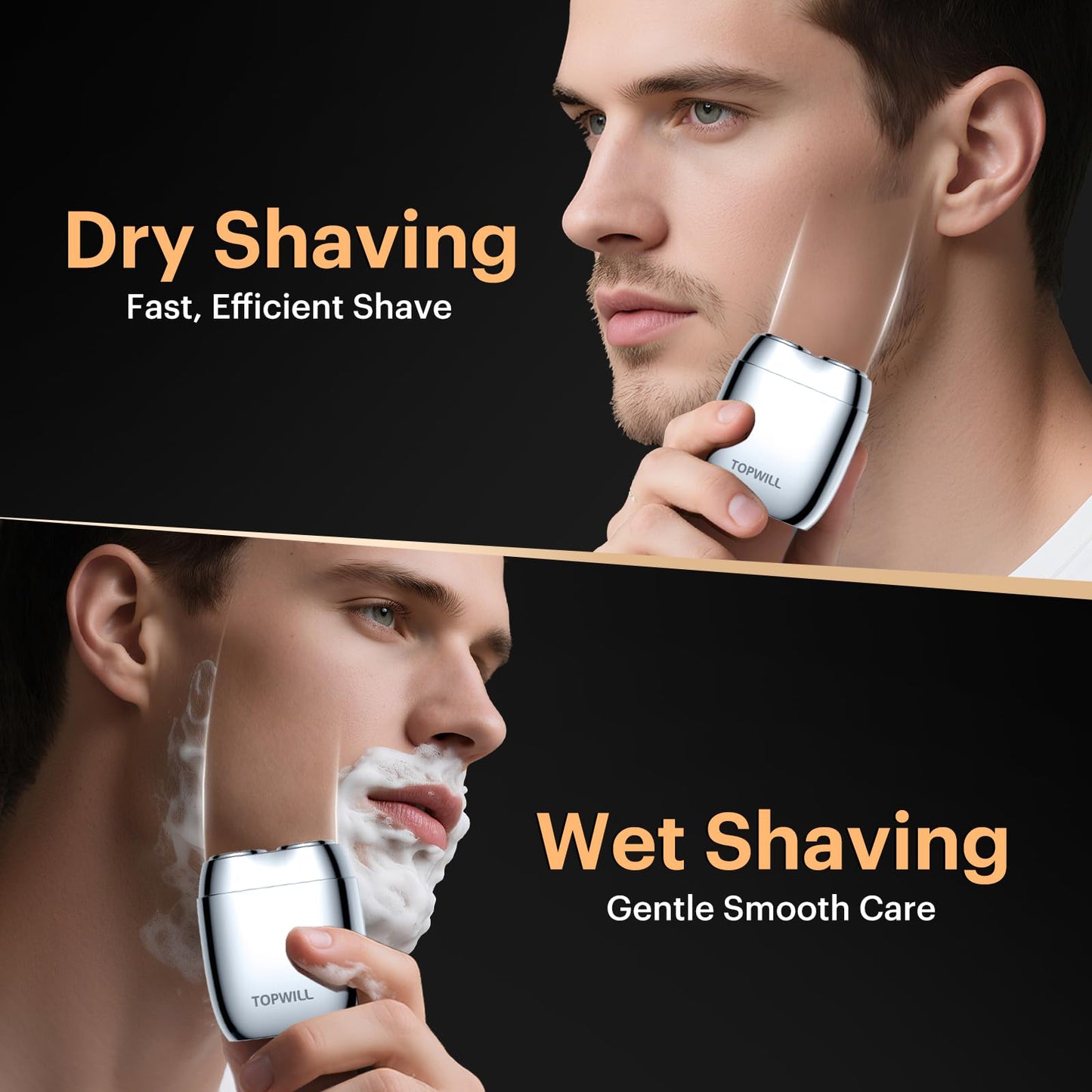 Alloy Mini Electric Shaver for Men – Valentine's Day Gift, Portable Travel USB-C Rechargeable Razor with Mirror Cap, Waterproof Wet/Dry, Smooth Shave, Ideal Gift for Husband Boyfriend, RX40 Silver