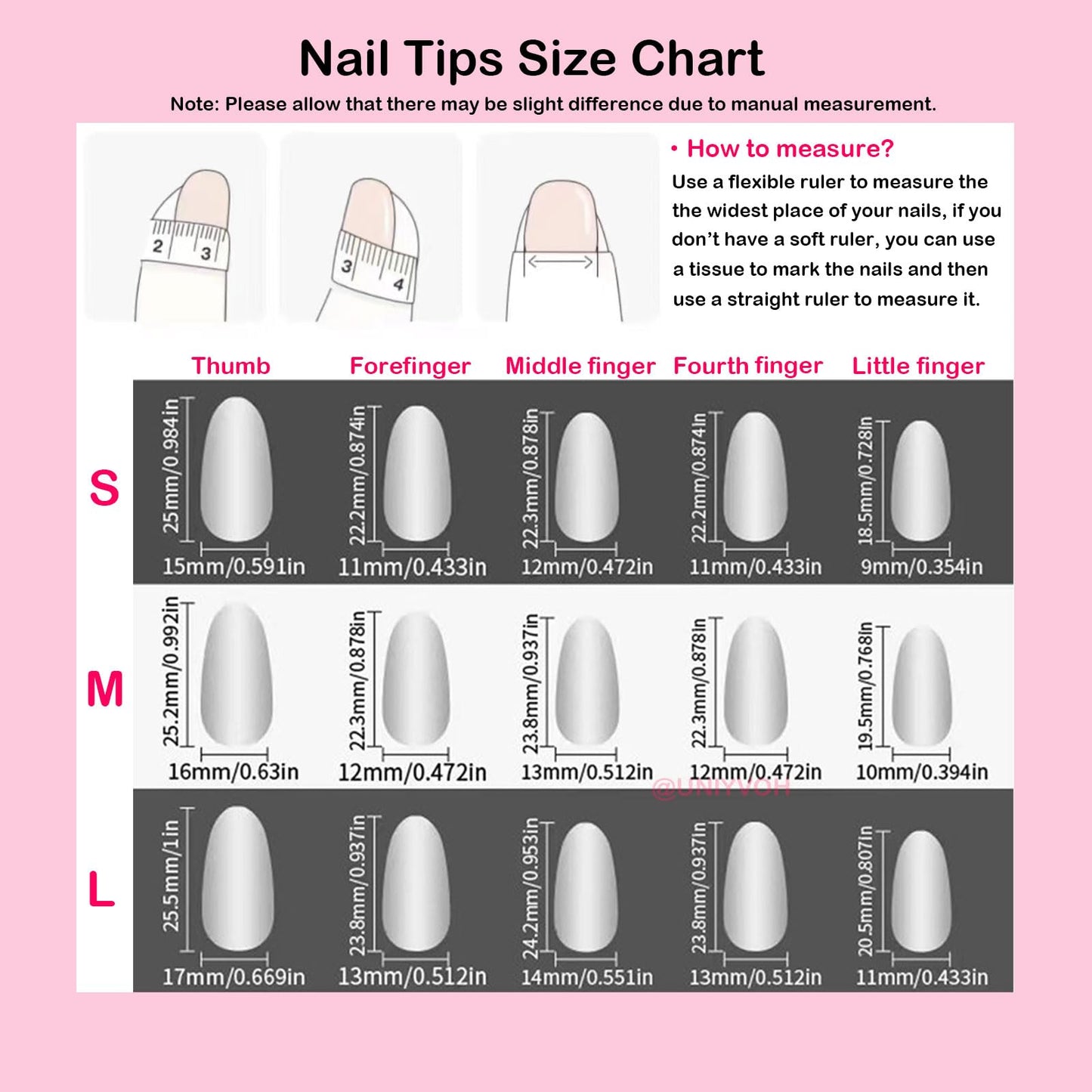 Almond Press on Nails Handmade Medium Long/Stiletto 3D Flower Fake Nail with Designs, Women Reusable False Nails (French Tip Silver, M)