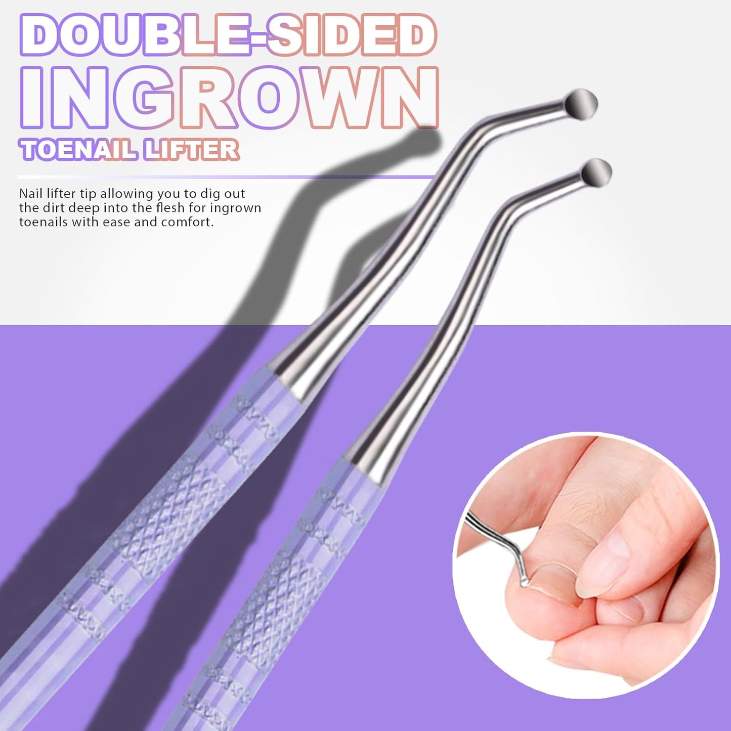 Teenitor Pedicure Tools for Feet, Toenail File and Lifters, Upgraded Professional Surgical Safe Ingrown Toenail Treatment Ingrown Toenail Removal Kit Ingrown Toenail Tool