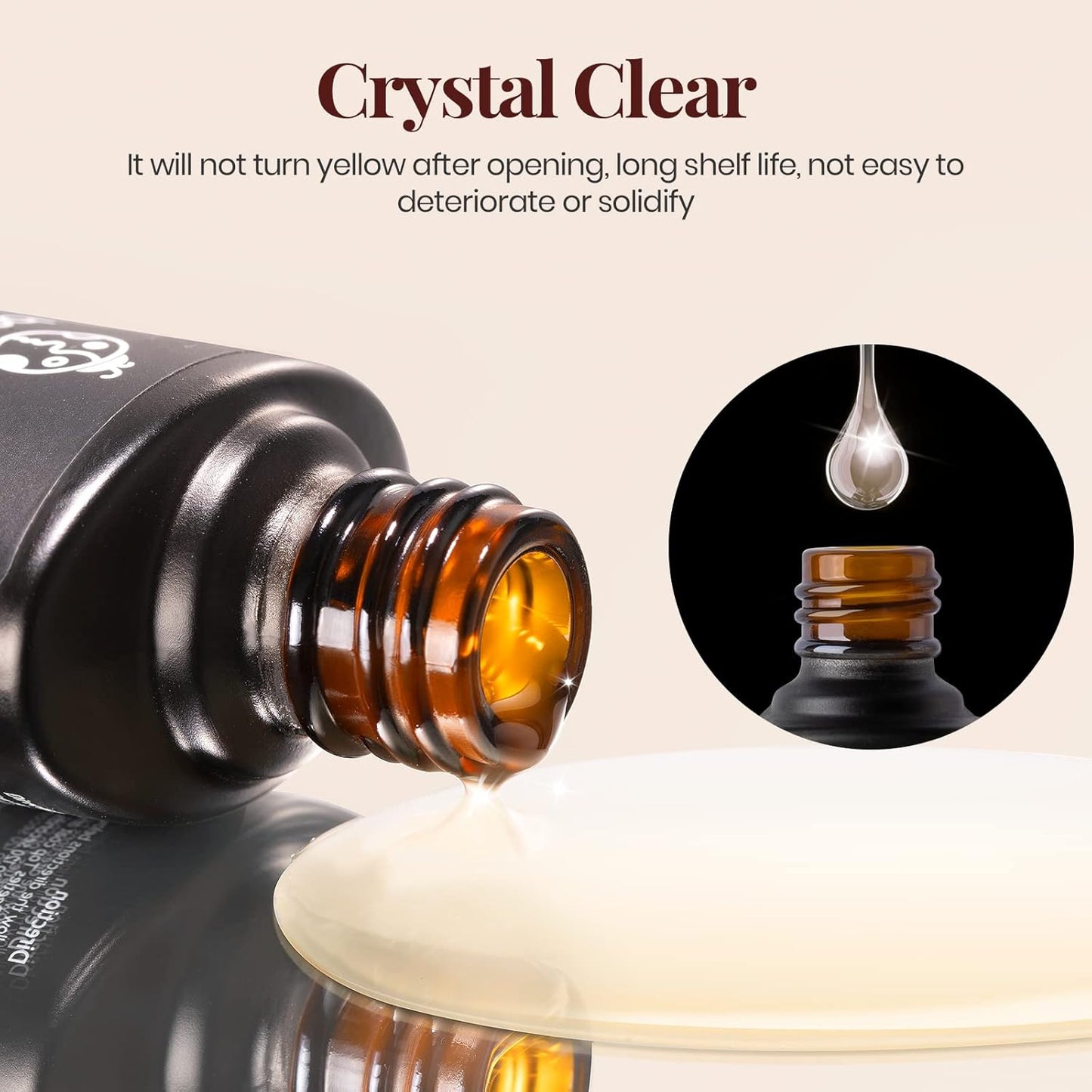 beetles Gel Polish 9 in 1 Gel Nail Glue for Clear Acrylic Nails Tips, Long Lasting Super Strong Brush Nail Glue for Fake Nails, Base Blooming Nail Gel, New Safe Formula, U V Light Cure