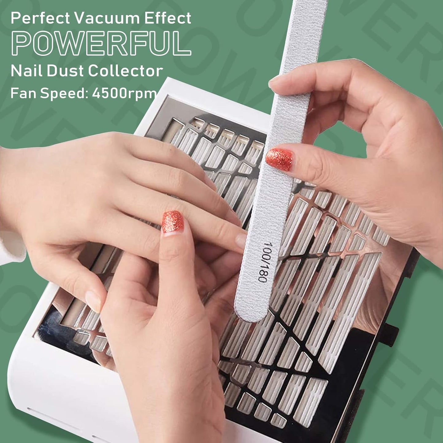 Nail Dust Collector - 40W Professional Vacuum Extractor for Nail Techs | Includes Dust Brush
