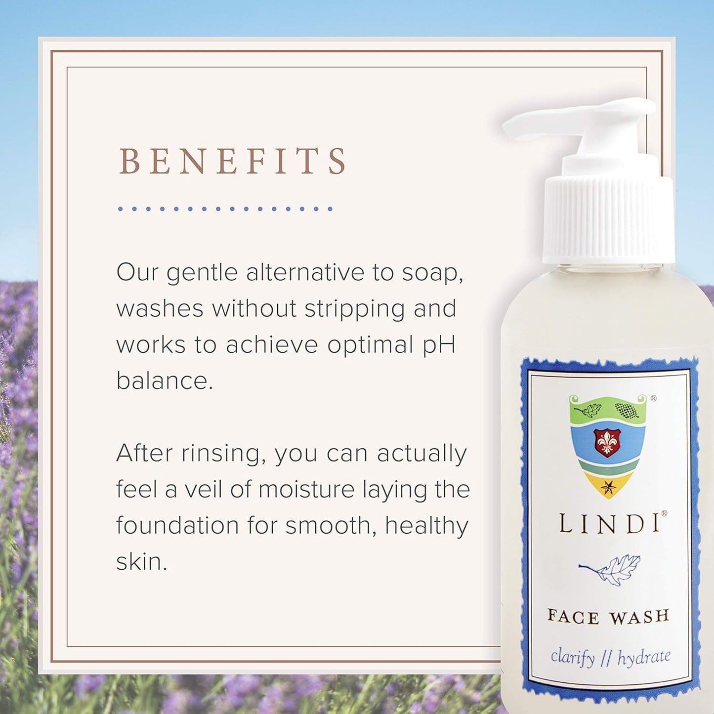Lindi Skin Face Wash - Gentle Non-Foaming Daily Cleanser for Sensitive & Compromised Skin, Won't Strip, Sting, or Disturb the Skin Barrier, Reduce Facial Rashes, Redness, and Itching (4 fl oz)