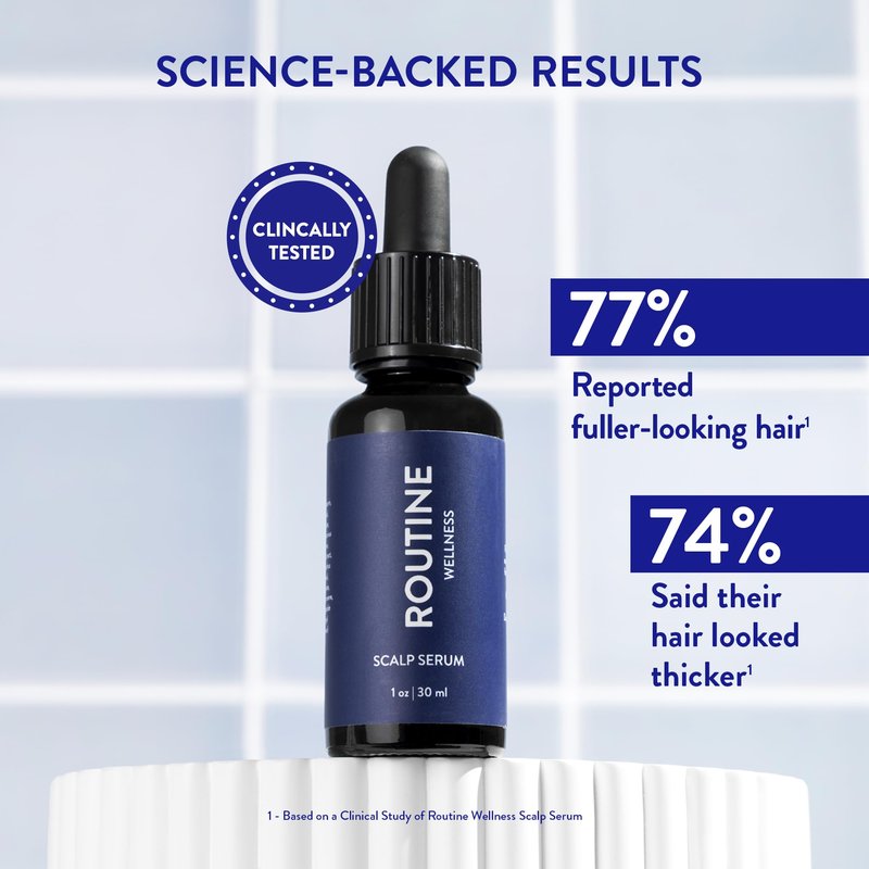Routine Wellness Scalp Serum for Thinning Hair – Promotes Visibly-Thicker, Fuller-Looking Hair – Lightweight, Science-Backed with Red Clover & Peptides - 30ml