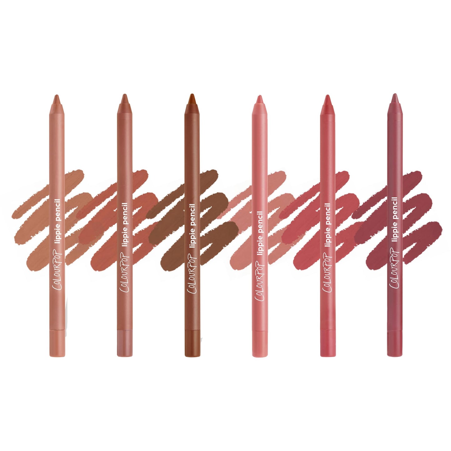 ColourPop Lined and Defined Lippie Lip Pencil Kit - High-Pigment, Long-Lasting & Sharpenable Lip Liner with High-Impact Color - Nude Pink + Brown Shades with a Matte Finish (6 Count)