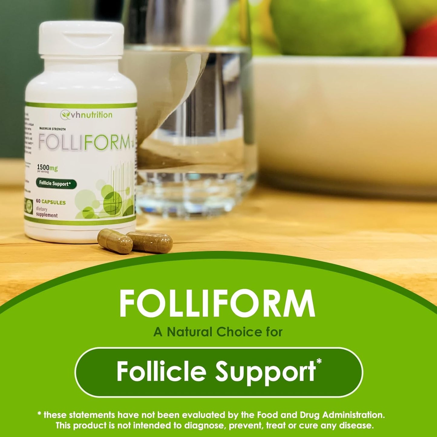 FOLLIFORM DHT Blocker Supplement - 1500mg Saw Palmetto & Nettle Root | Supports Healthy Hair Growth | 60 Capsules (Pack of 2)