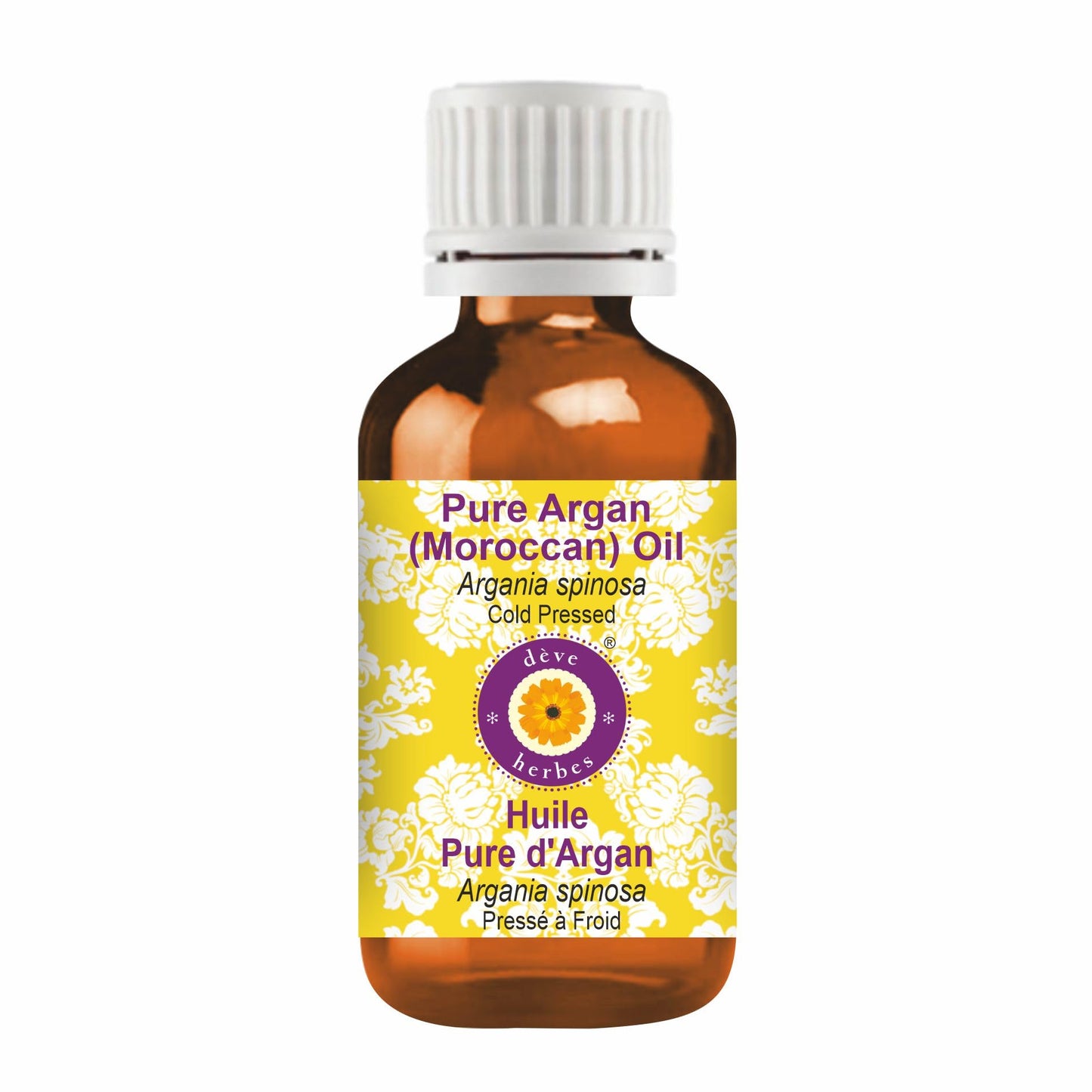 Deve Herbes Argan (Moroccan) Oil (Argania spinosa) | Cold Pressed | Pure | Natural | For Diluting Essential oils | For Hair, Skin & Massage | Non-Sticky | Lightweight | Unisex | 50ml (1.69 oz)
