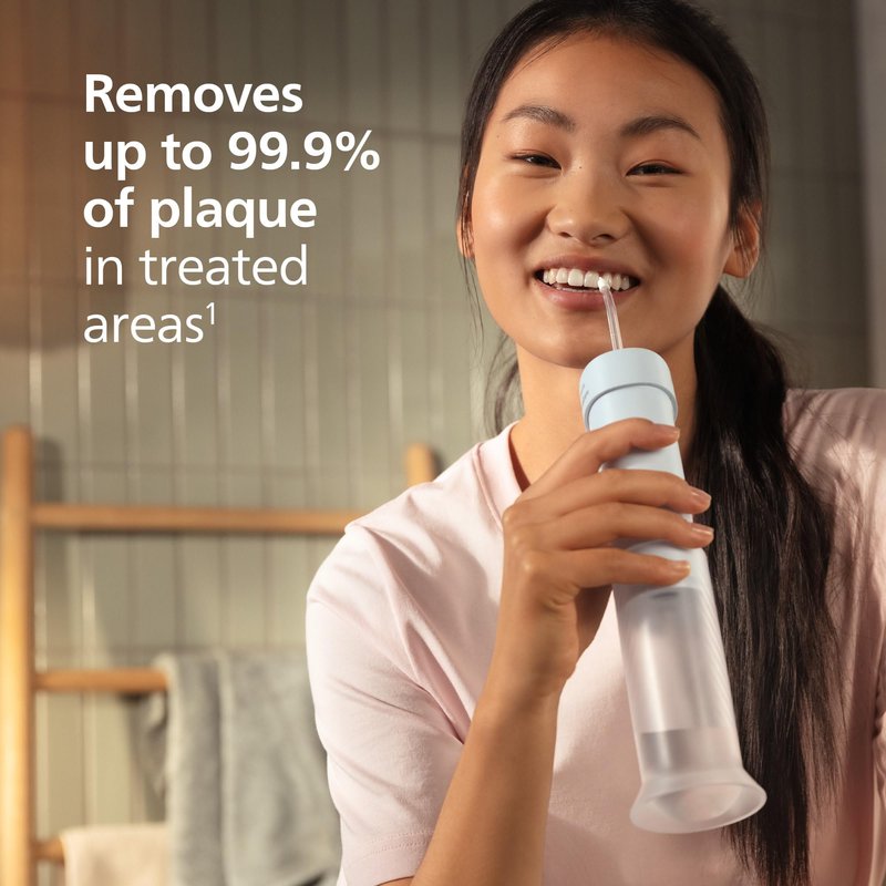 Philips Sonicare Compact Flosser 1000, Blue, ProtectiveClean 5300 Rechargeable Electric Toothbrush and 2PK Compact Nozzle Bundle