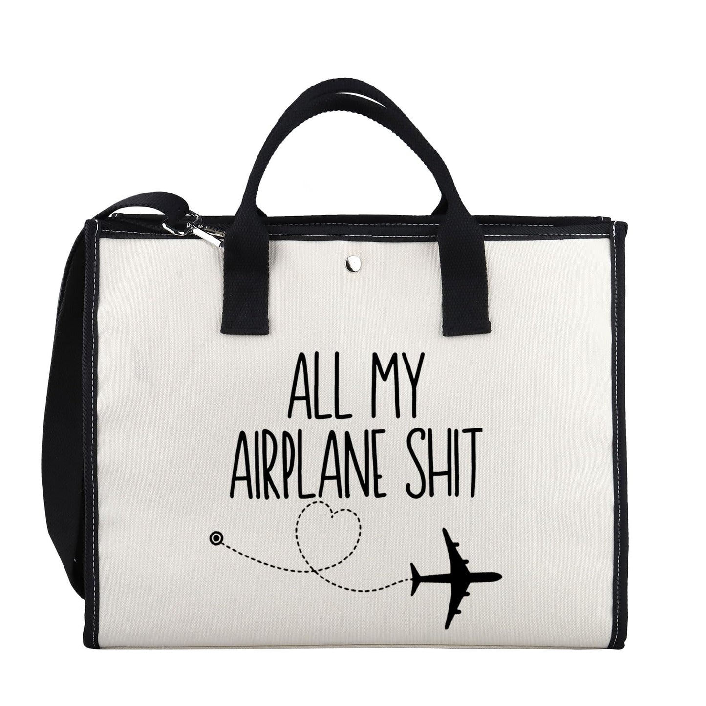 XYANFA All My Airplane Sh*t Accessory Pouch Traveler Makeup Bag Charger Pouch Flight Attendant Cosmetic Bag (AIRPLANE SH*T tote bag)