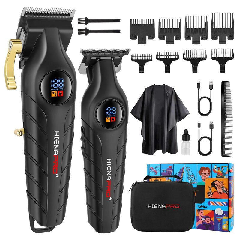 HIENA PRO Professional Hair Clipper Set & Trimmer Kit for Men, Rechargeable Cordless Barber Clippers for Hair Cutting, Haircut Clippers for Men