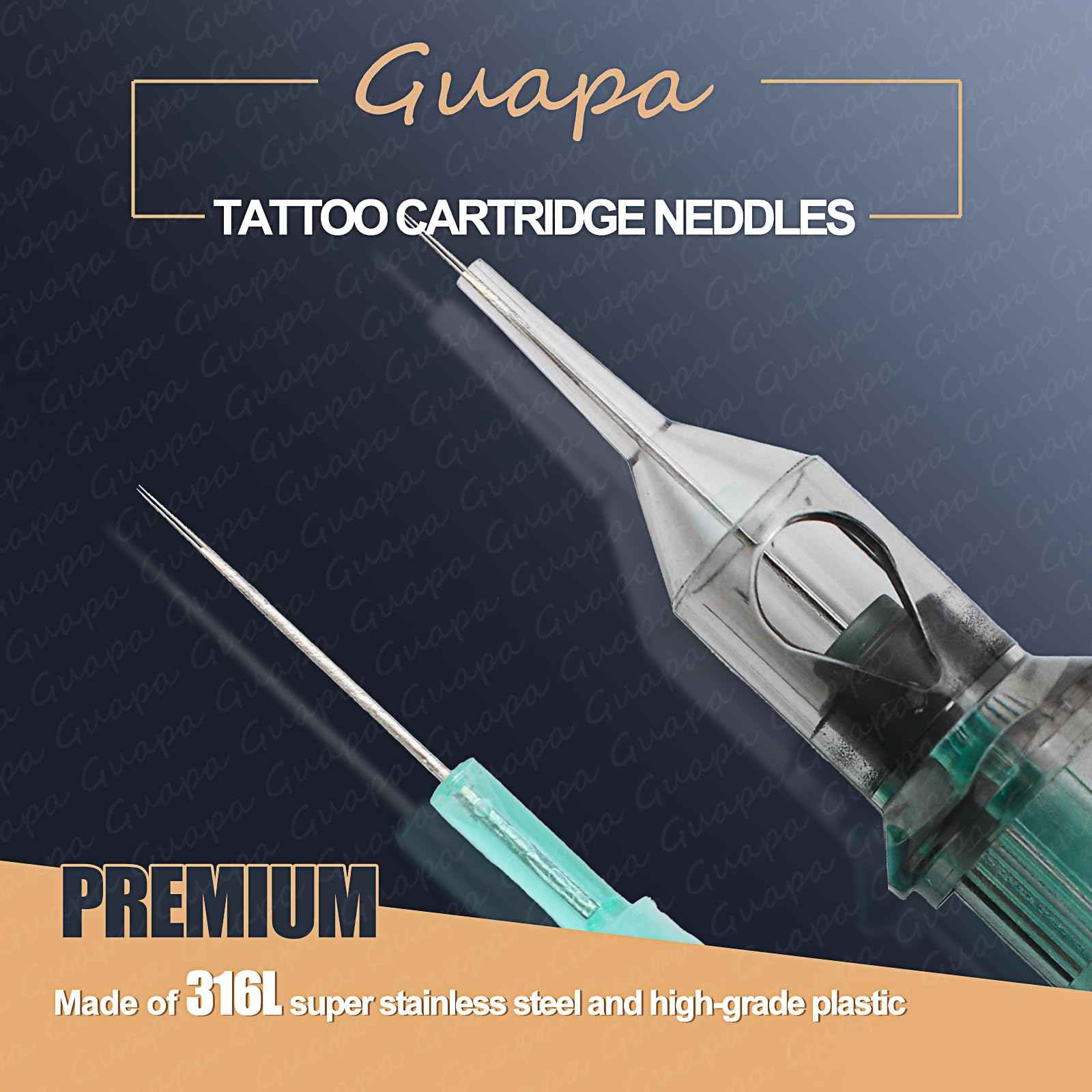 MARLLOGIVA 20pcs Green Long Taper Universal Tattoo Cartridges Permanent Makeup Cartridge Needles and Scalp Tattoo SMP Needles (1R-0.30mm)