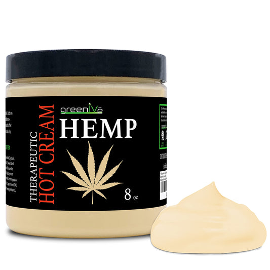 GreenIVe Hemp Hot Cream Massage Lotion Soothing and Moisturizing Joints, Muslces, and Wraps for Skin Tightning (8 oz Jar)