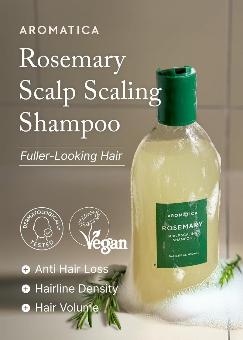 Aromatica Rosemary Scalp Scaling Shampoo - Natural Hair Growth Formula, Vegan & Sulfate-Free | 13.53 oz
