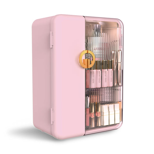 UAK Makeup Organizer with Drawers for Vanity, Cosmetic Display Case with Brush Holders, Storage for Skincare Countertop Bathroom (White)