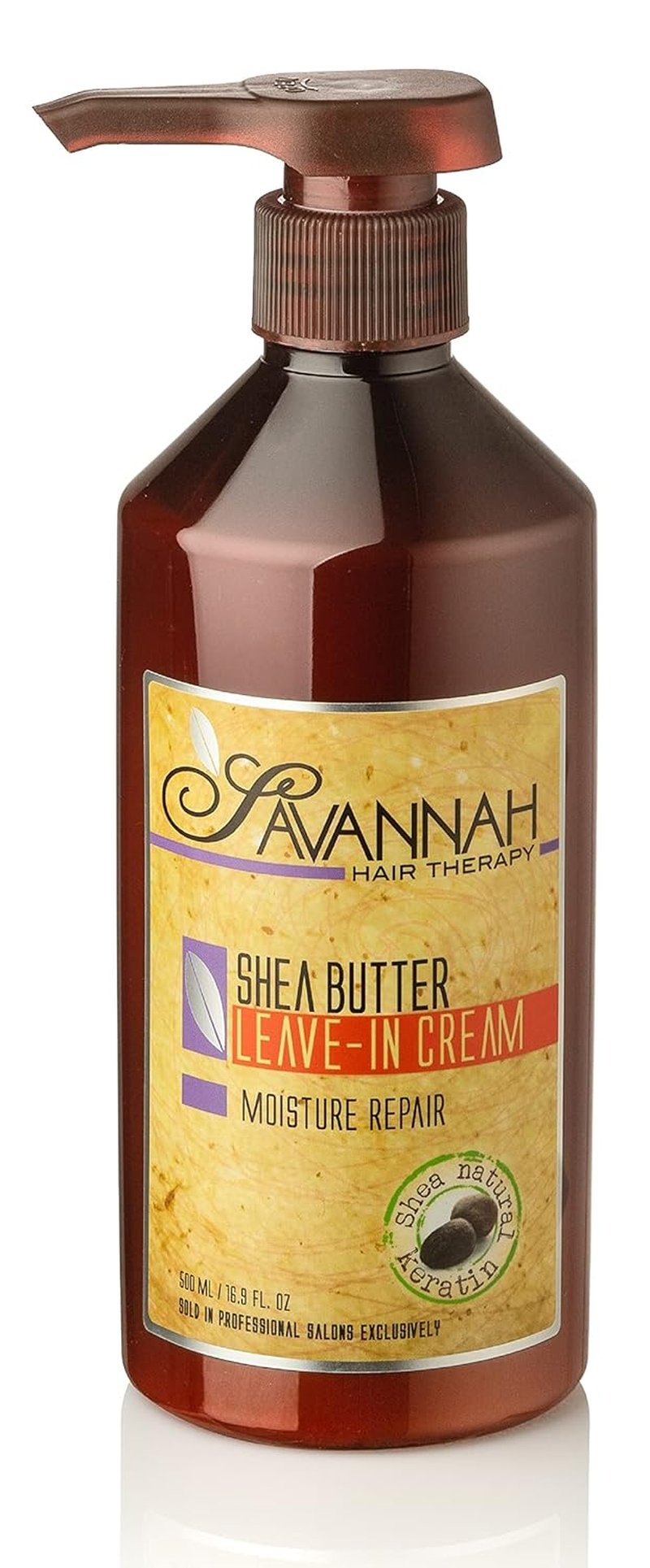 Savannah Hair Therapy Leave-In Cream - Moisturizing Anti-Frizz Treatment with Shea Butter & Keratin | 500 ml (16.9 oz)