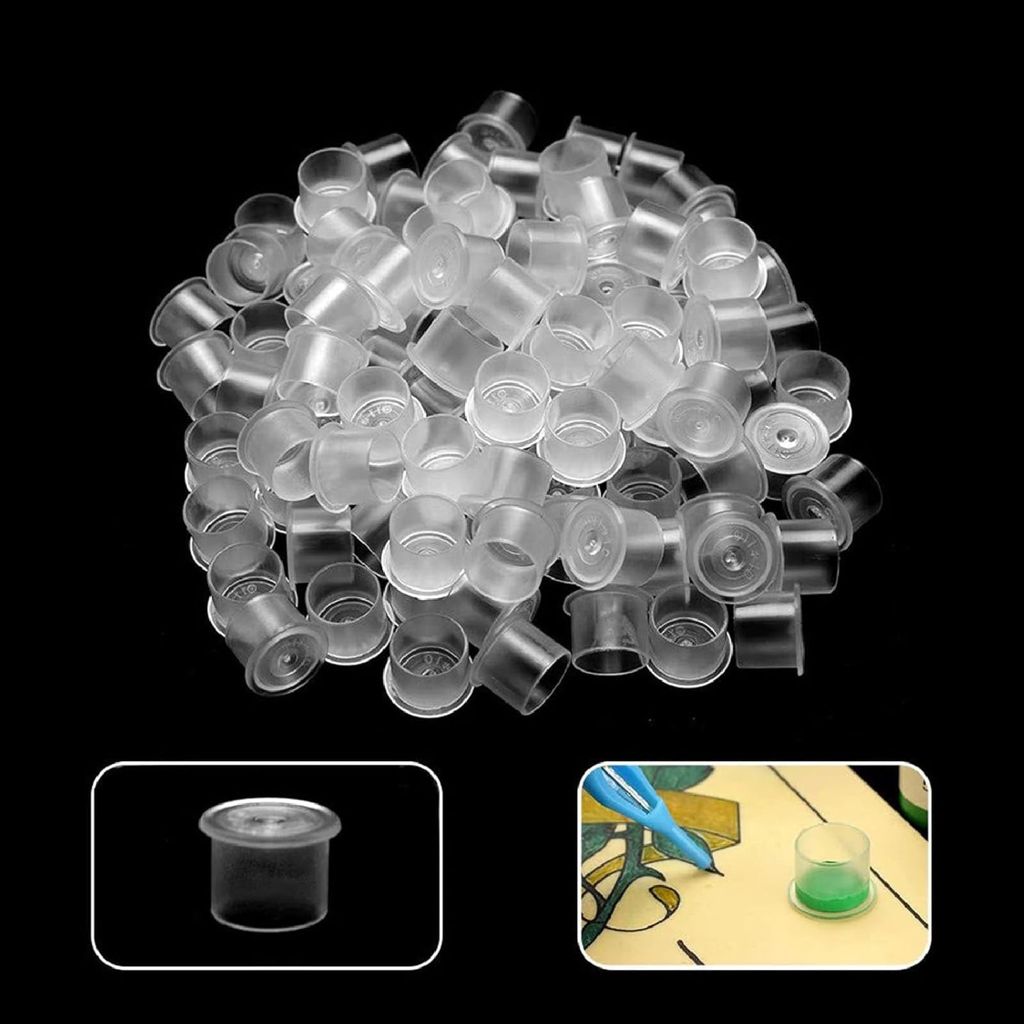 Tattoo Ink Caps - SOTICA 1000pcs Tattoo Ink Cups with Base Mixed Size #11 Small #14 Medium #17 Large Plastic Tattoo Caps for Ink Tattoo Supplies (1000pcs Mixed)