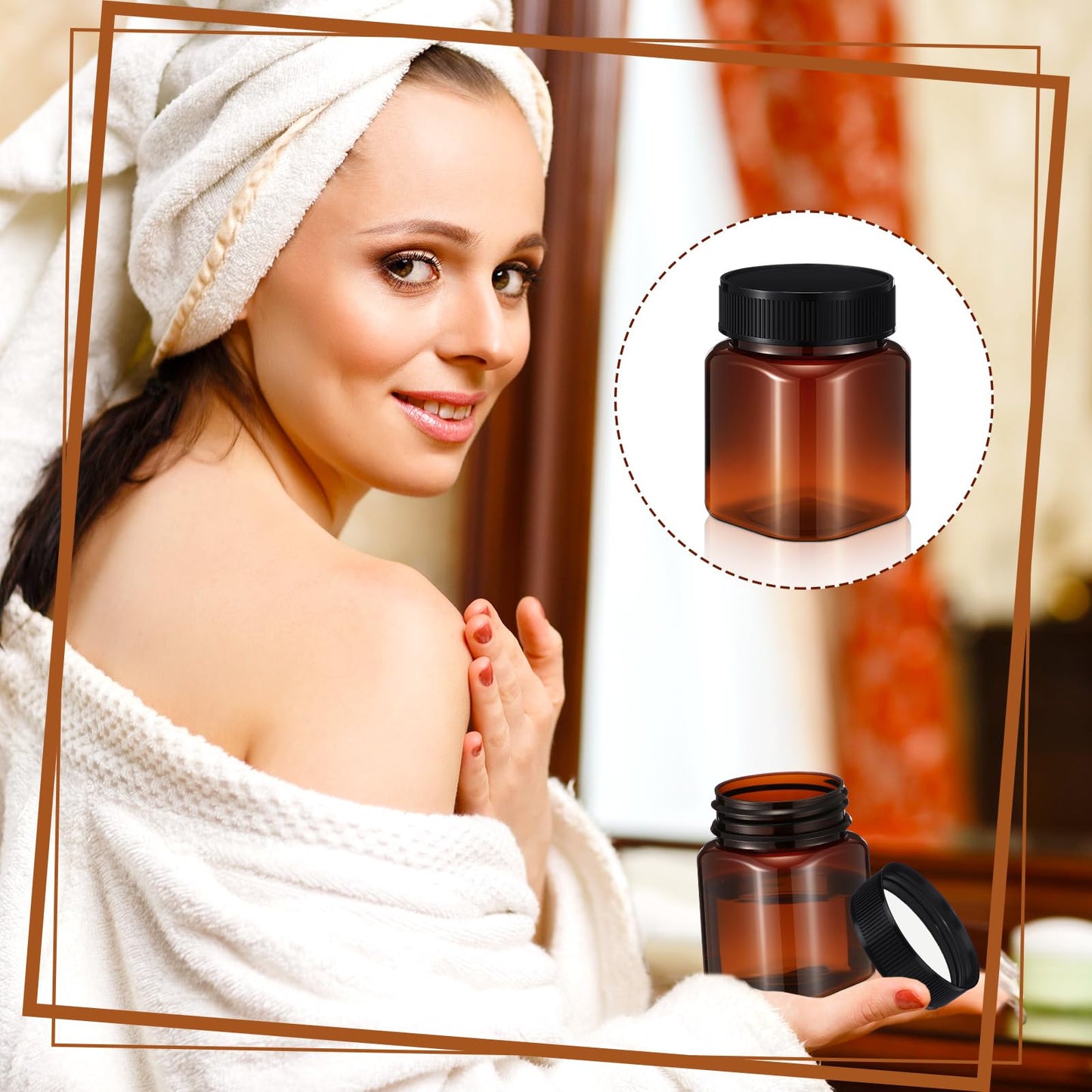 Tanlade 40 Pcs 4 oz Plastic Jars with Lids Round Cosmetic Containers Refillable Containers for Powder Liquid Food Storage Kitchen Cosmetic Lotion Ointments Creams Essential Oil (Amber)