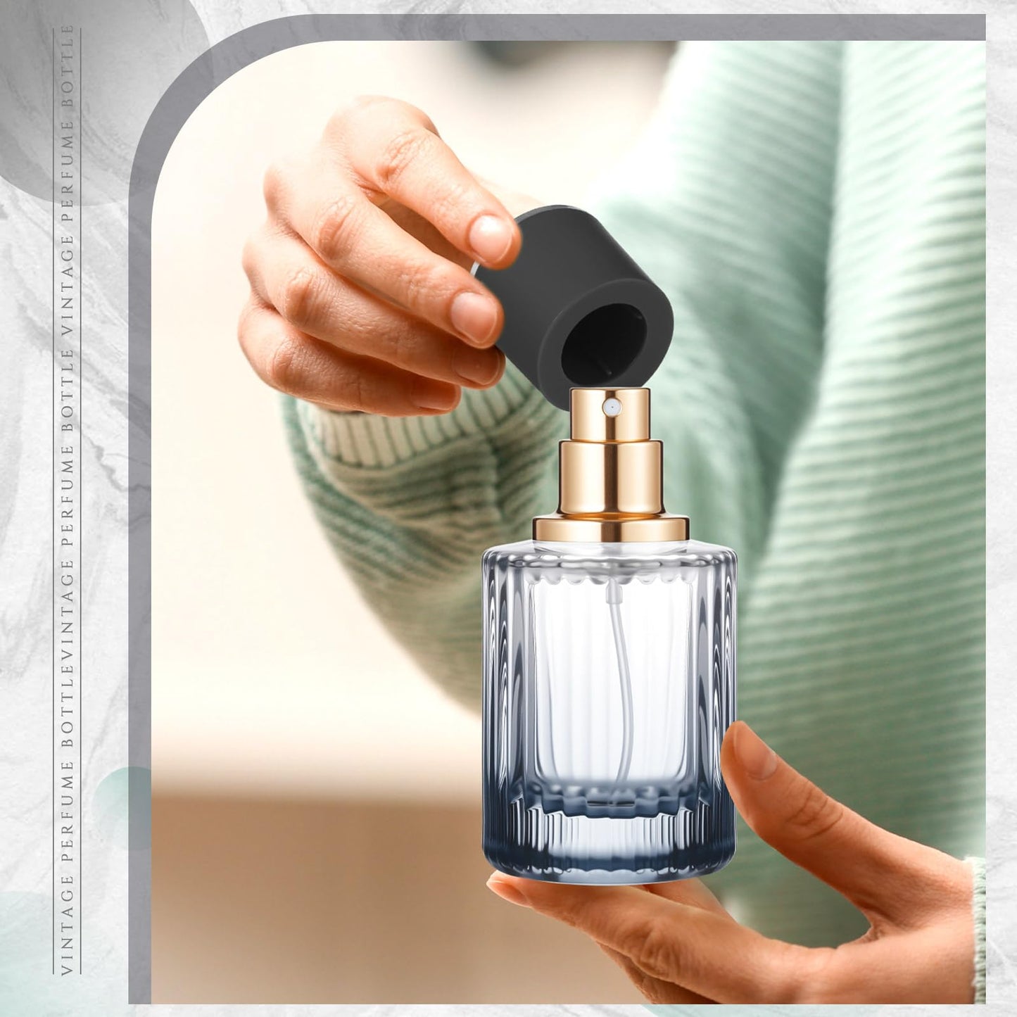 Teenyyou 6 Pcs 30/50/100ml Empty Glass Perfume Bottles Bulk Pack for Perfume Makers Refillable Atomizer Cologne Bottles DIY Vintage Fragrance Packaging Glass Bottling Supplies (Black,50 ml)