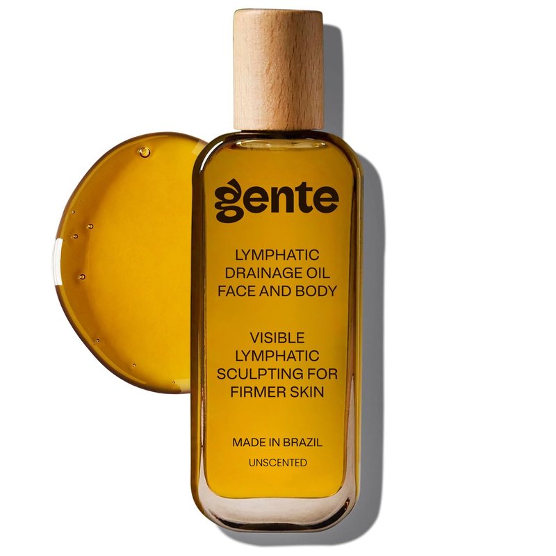 Gente Beauty Lymphatic Drainage Oil for Body & Face, Unscented Skin Tightening & Sculpting Oil, Caffeine Body Oil for Circulation & De-Puffing, Lightweight Hydrating Massage Oil, 100ml