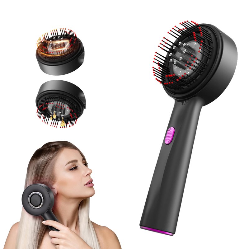 XDMOOS Red Light Dot Scalp Massager - 72-Point Vibration Comb for Hair Care, 3 in 1 Hair Oil Applicator,ipx7 Waterproof Scalp Oil Applicato,Rechargeable Home Use Device with Safety Indicator（Black）