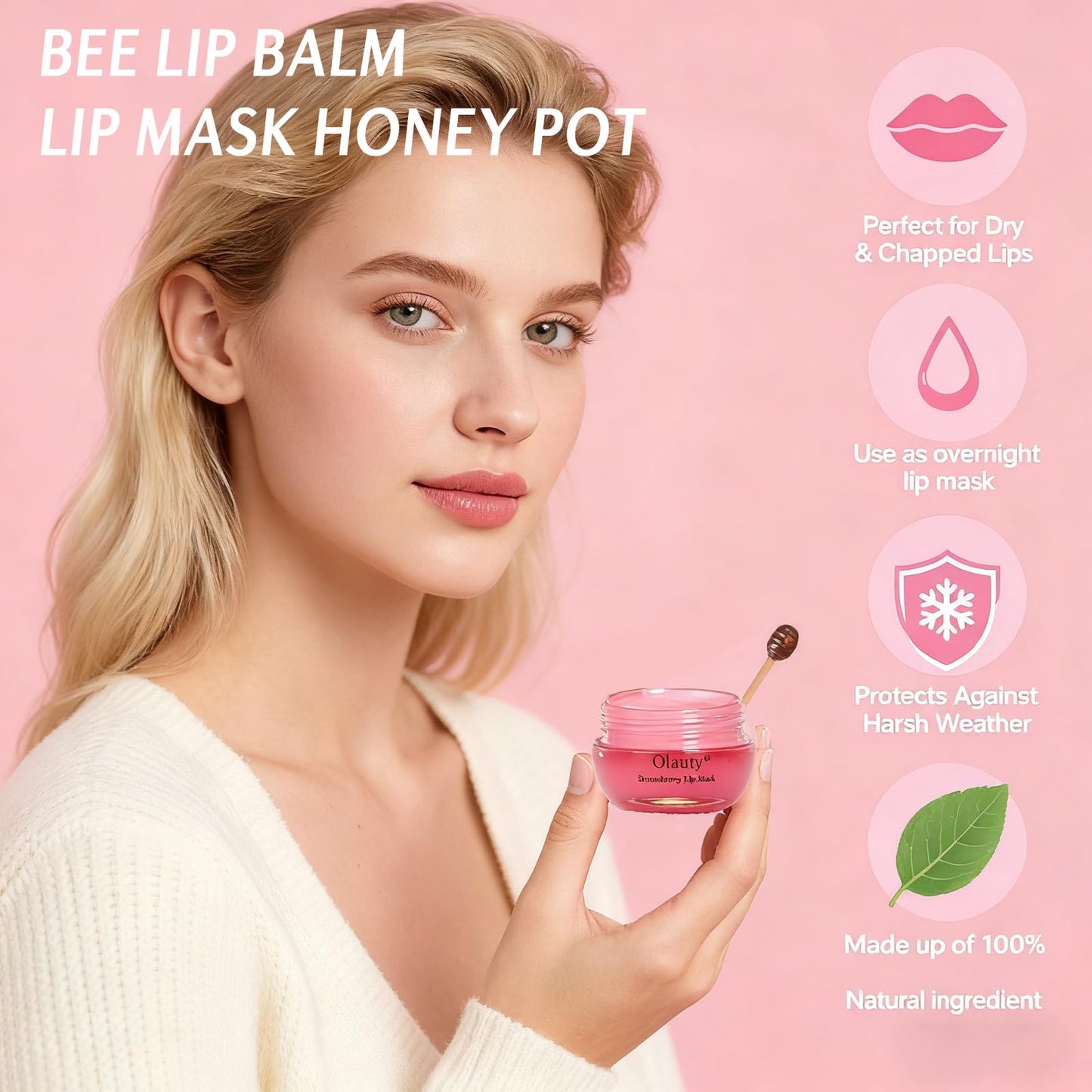 10 PCS Bee Lip Balm Lip Mask Honey Pot, Honey Lip Balm Bulk for Overnight Hydrating & Moisturizing Lip Sleeping Mask,Reduce Lip Lines, Chapstick Bulk Gifts,Party Favors, Birthday Gifts for Women