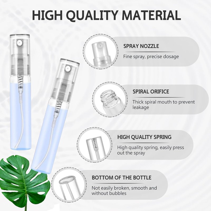 Mini Spray Bottle Set - 105PCS 5ML Clear Glass Refillable Fine Mist Atomizers | Travel & Essential Oils