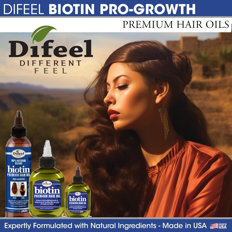 Difeel Biotin Hair Oil - Nourishing Formula for Healthy Hair Growth | 7.1 oz (Pack of 4)