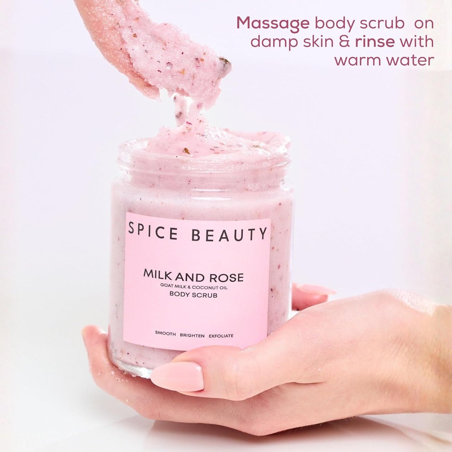 Milk and Rose Body Scrub - In-Shower Moisturizer with Coconut Oil & Shea Butter | Gentle Exfoliation | 9 Oz