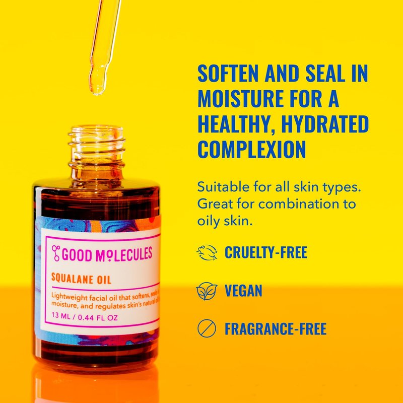 Good Molecules Squalane Oil - 100% Natural Squalane Oil Non-Greasy Moisturizer for Face, Skin, and Hair - Skin Firming, Ultra Hydrating Facial Skin Care