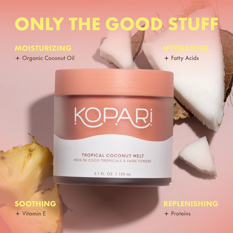 Kopari Organic Coconut Melt | Multi Purpose Skin Moisturizer, 100% Unrefined Coconut Oil Skin Care For Body, Hair, Face | Vegan, Cruelty Free, Paraben & Sulfate Free | 5.1 Oz