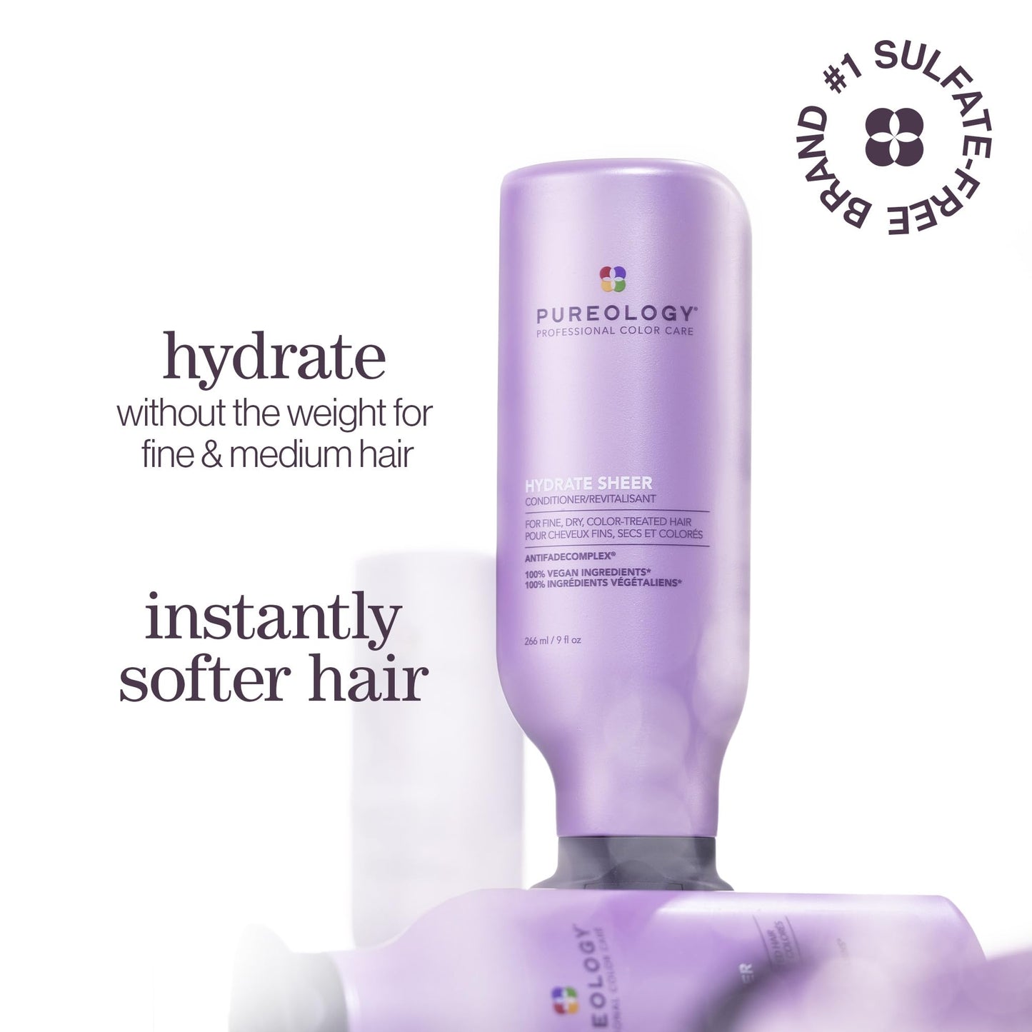 Pureology Hydrate Sheer Conditioner - Lightweight Hydrating Conditioner For Fine, Dry, Color-Treated Hair