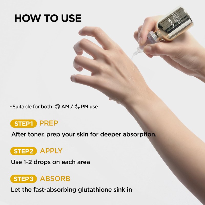 PURCELL Glutathione 5% Face Serum with 1% Niacinamide & 1% Tranexamic Acid – Flexible Liposome Tone up Serum for Anti pigmentation & Hydration (1.01 fl oz / 30 ml)