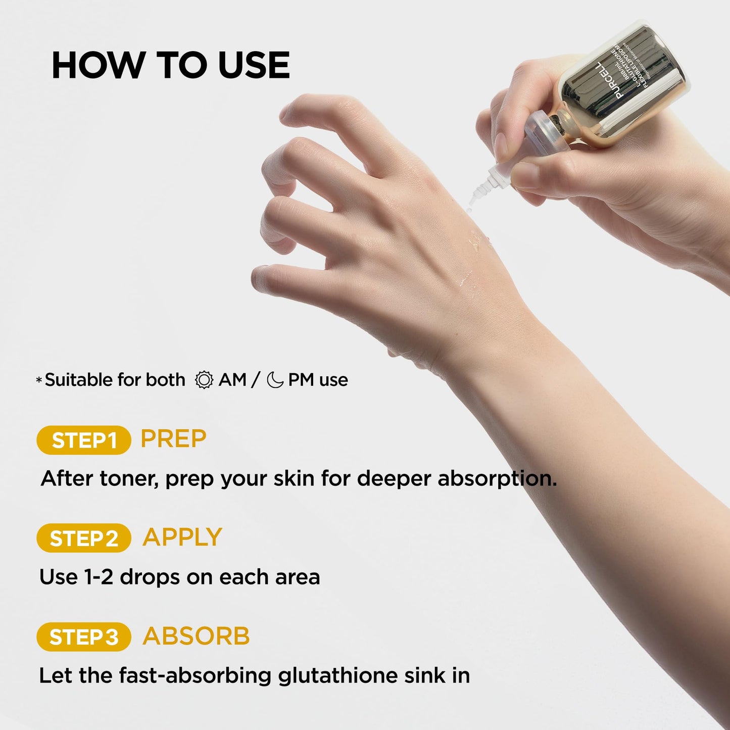 PURCELL Glutathione 5% Face Serum with 1% Niacinamide & 1% Tranexamic Acid – Flexible Liposome Tone up Serum for Anti pigmentation & Hydration (1.85 fl oz / 55 ml)