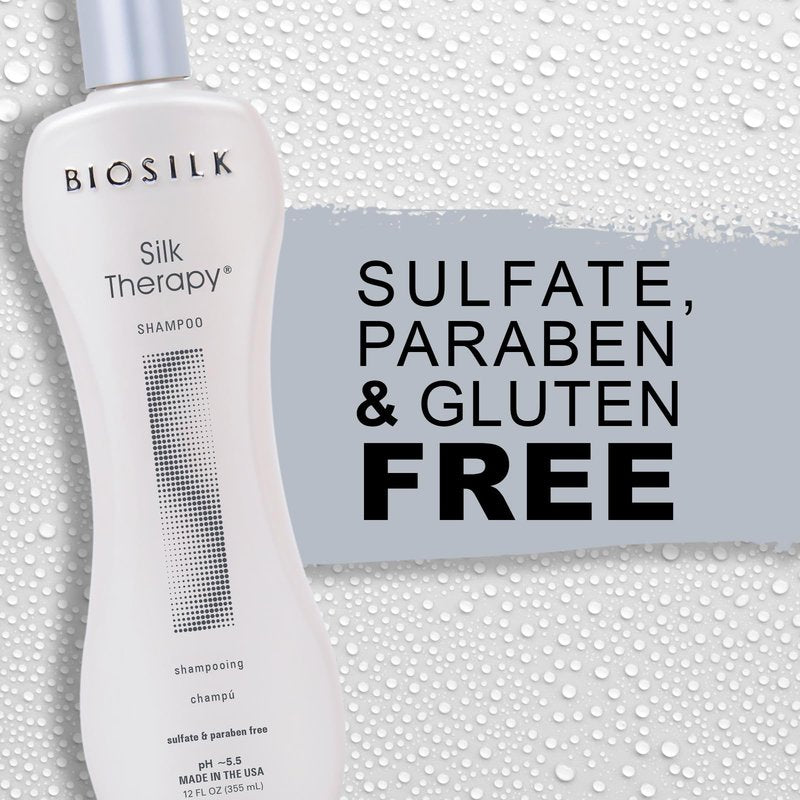 BioSilk Silk Therapy Shampoo, Gentle Hair Cleanser Delivers Healthy & Shiny Hair, Great For All Hair Types, Sulfate, Paraben, & Cruelty-Free, 12 Oz
