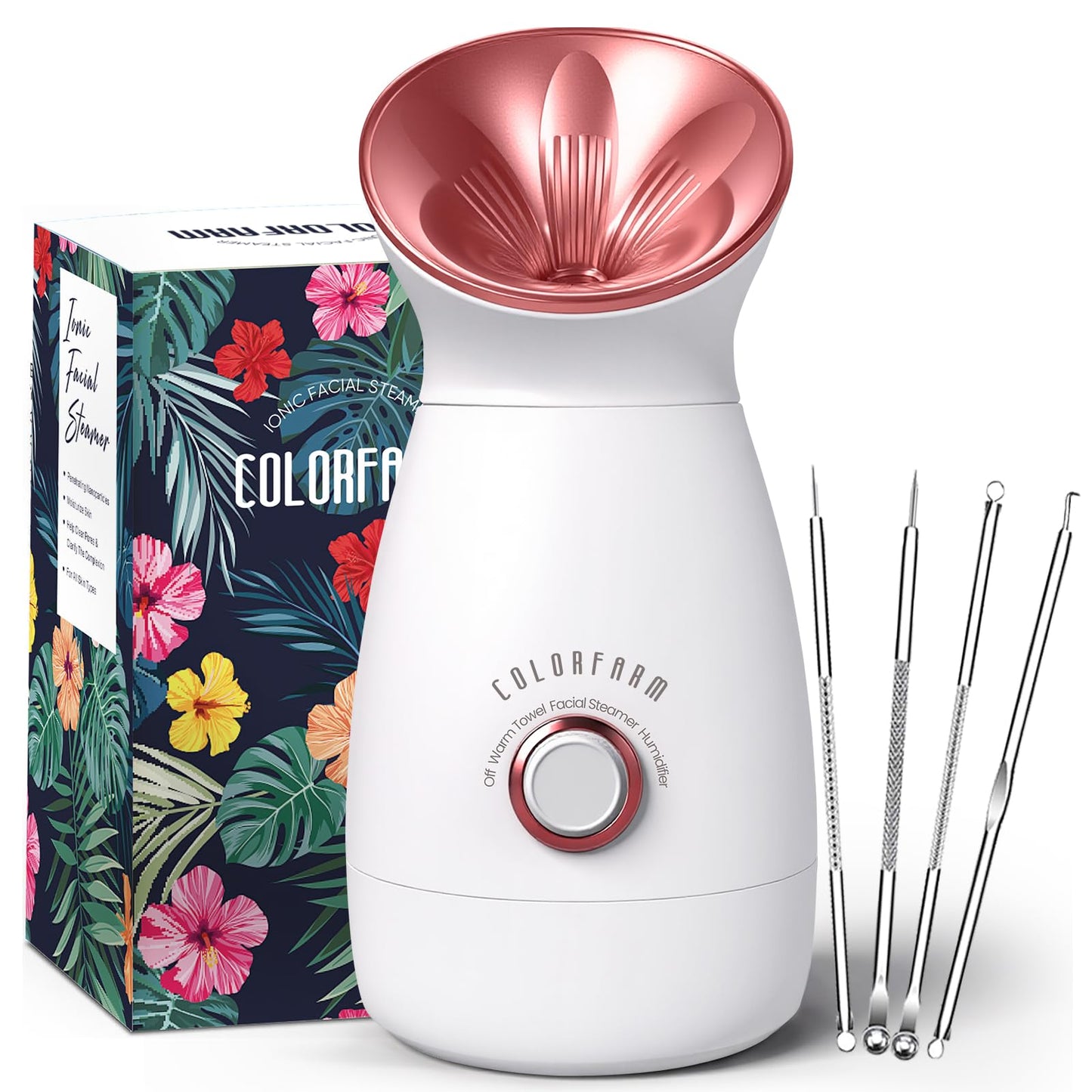 Colorfarm Facial Steamer Nano Ionic: Large Face Steamer Deep Cleaning Unclogs Pores - Humidifier Hot Mist Home Sauna Spa for Women Men Sinuses Moisturizing (3-in-1)