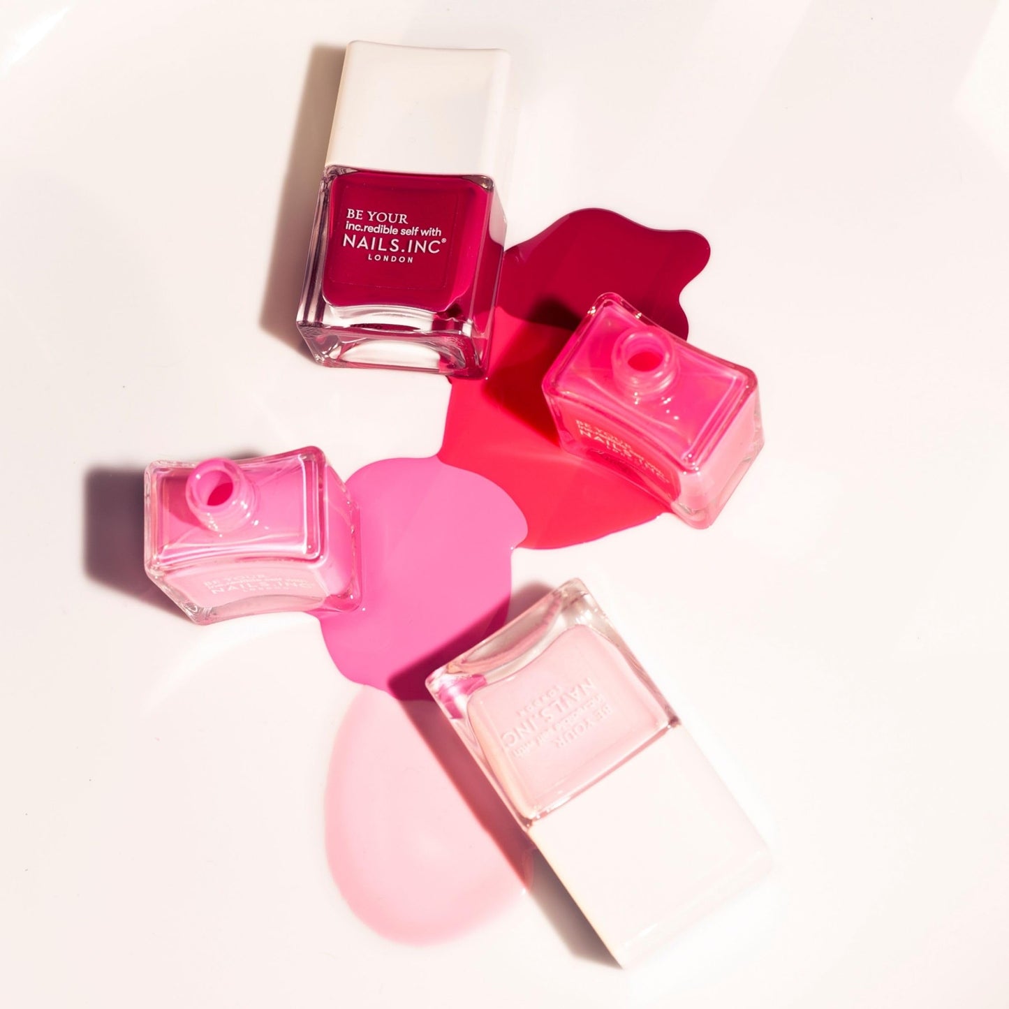 Nails Inc Relationship Status, Blushing Pink Nail Polish, Mothers Day Gift, Long Wearing, High Shine, Rouge, Neon Pink & Rich Berry, Full Coverage, Chip Resistant, Air Dry, Vegan, 4 Piece Set