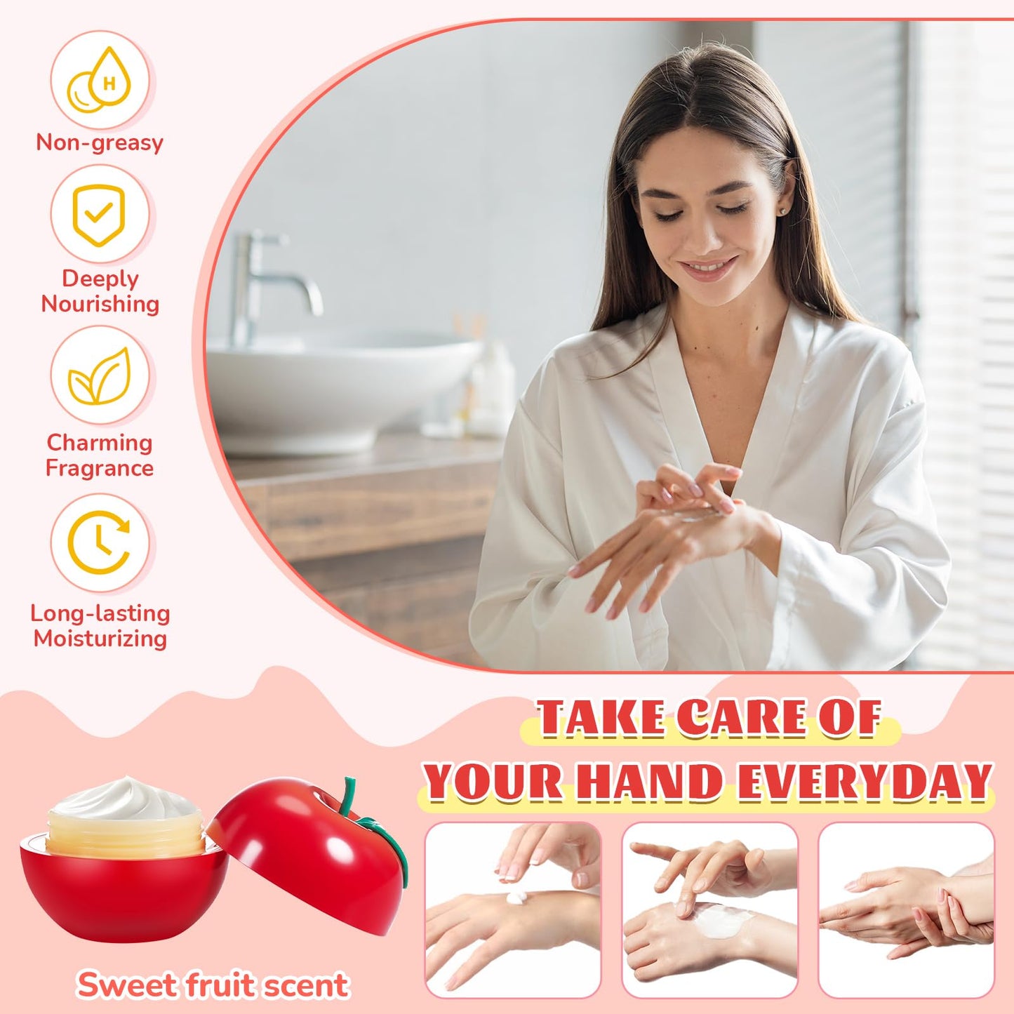 Swiffen 6 Pcs Hand Cream Gifts Set for Women Strawberry Hand Lotion Travel Size Moisturizing for Dry Cracked Hands Birthday Party Favors Supplies Funny Fruit Gifts for Teacher Nurse Mother Her