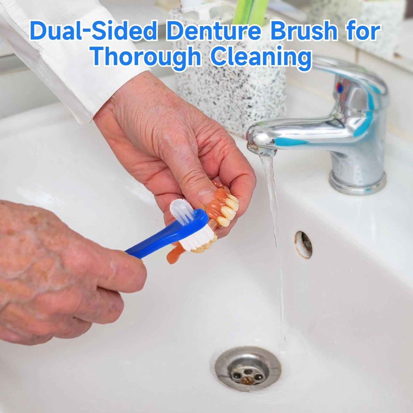 OMISTAR 50 PCS Denture Brushes Dual-Sided Bristle Individually Firm Hard Bristle Toothbrush Denture Cleaner Brush for Retainers False Teeth Braces