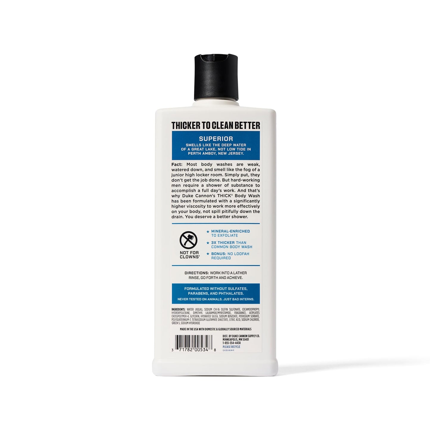 Duke Cannon Thick Body Wash - Superior, Men’s Premium Body Wash, Deep Clean, Refreshing Scent, Large 18oz Bottle, Sulfate-Free, Moisturizing Formula (3 Pack)
