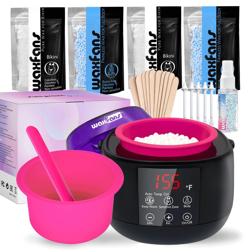 Smart Waxing Kit for Women - Wax Kits for Hair Removal | Auto Keep-Warm Function, 2 Auto Modes (Sensitive/Body), Smart Digital Wax Warmer for Beginner, with 4 Packs Wax Beads & Tools