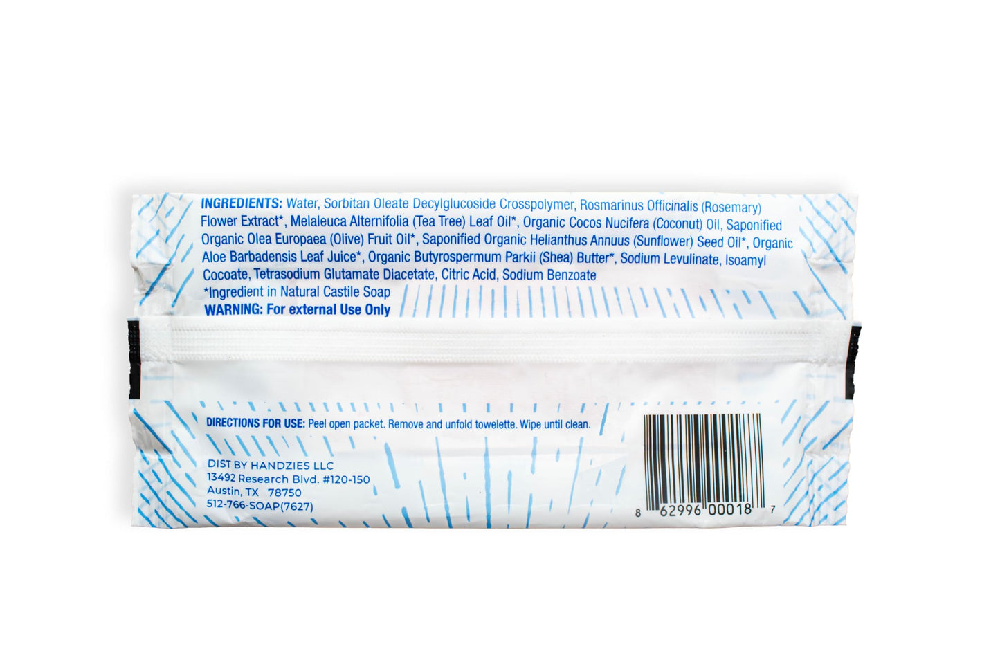 Handzies Natural Soap and Water Cleansing Towelettes - Free&Clear - 30ct Soft Pack - Bundle of 3 (90 total towelettes)