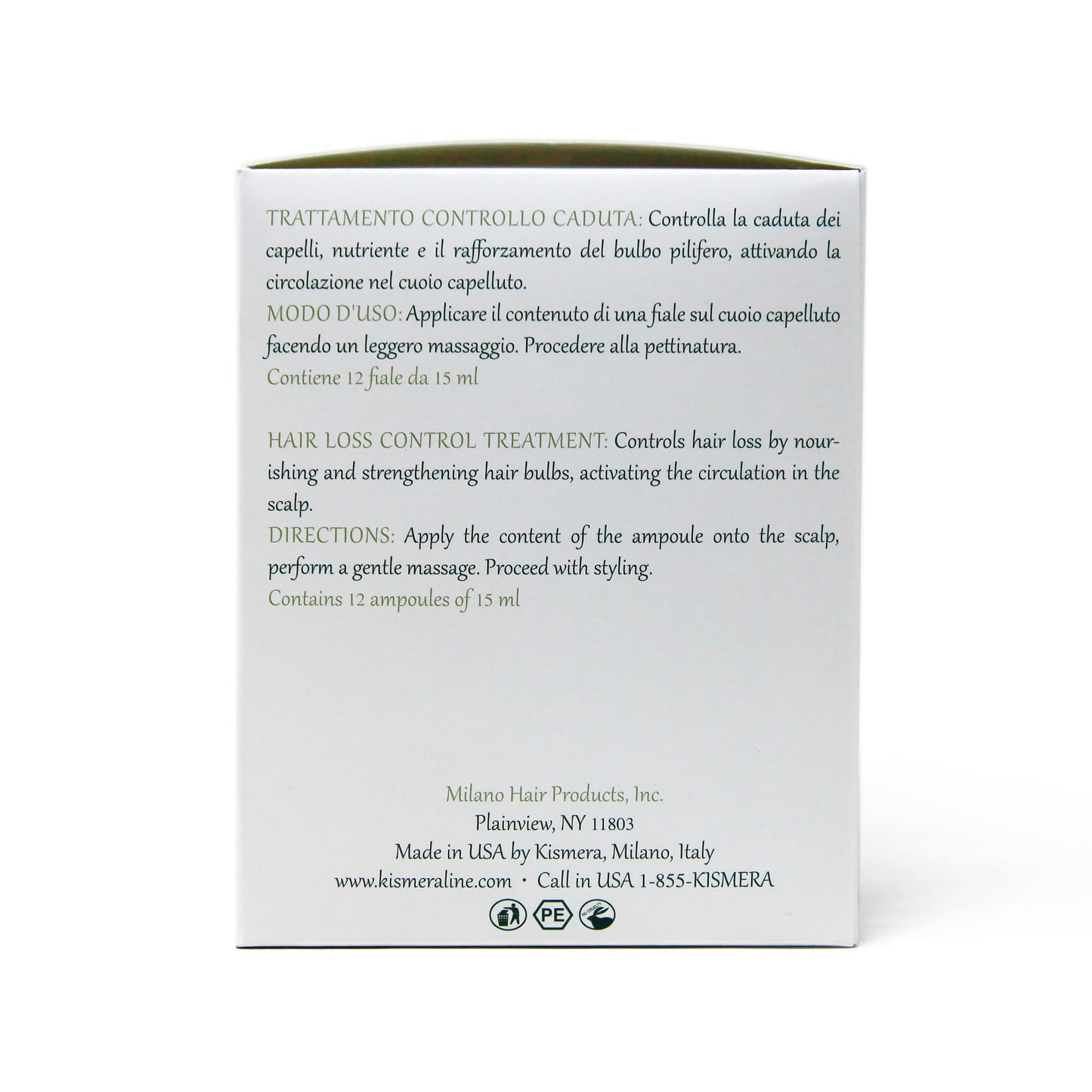 Kismera Hair Loss Control Treatment 12amp/15ml