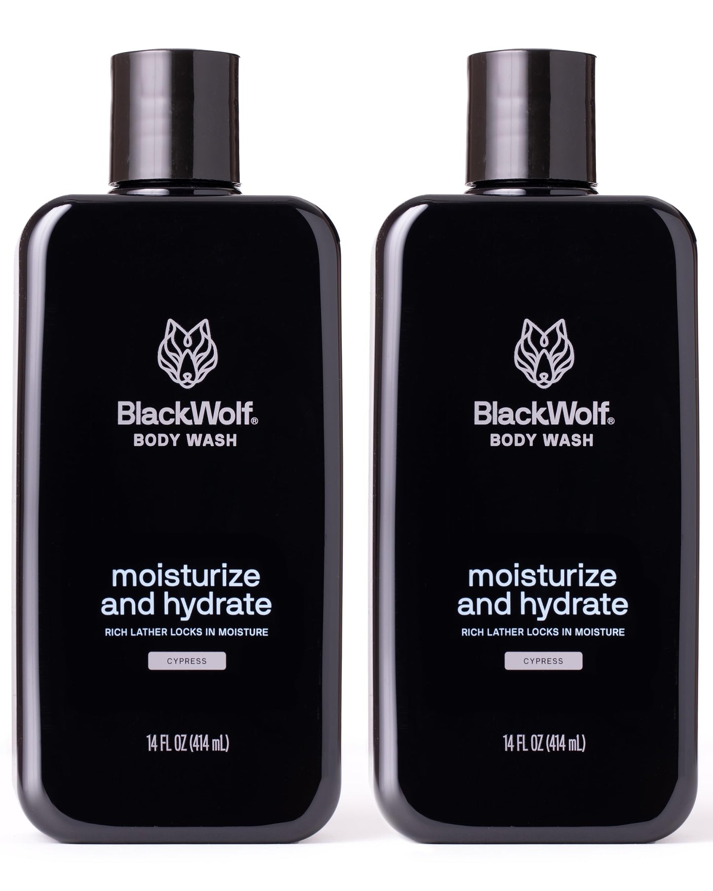Black Wolf 2-Pack Moisturizing Body Wash Bundle - Mens Hydrating Bodywash for Dry, Dehydrated, & Sensitive Skin - Hyaluronic Acid, Aloe Vera, & Jojoba Oil Body Cleanser Help Remove Oil & Dirt