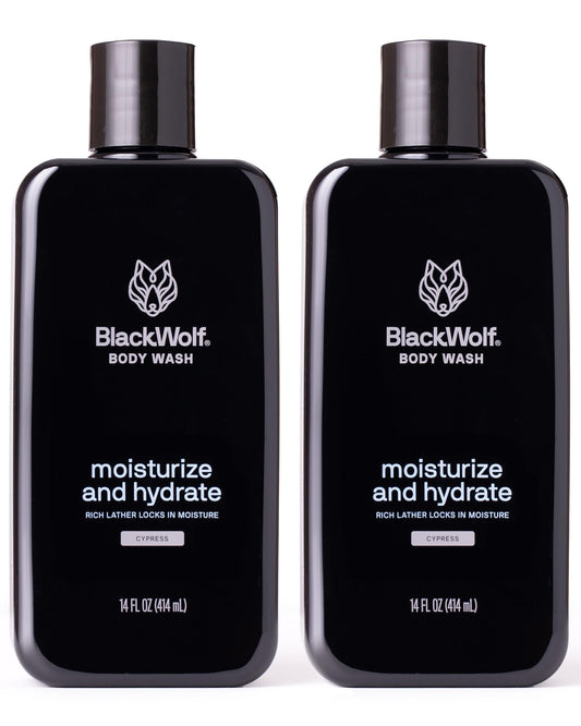 Black Wolf 2-Pack Moisturizing Body Wash Bundle - Mens Hydrating Bodywash for Dry, Dehydrated, & Sensitive Skin - Hyaluronic Acid, Aloe Vera, & Jojoba Oil Body Cleanser Help Remove Oil & Dirt