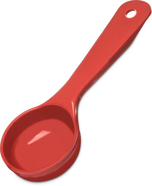 Carlisle FoodService Products Measure Miser Solid Measuring Spoon with Short Handle, 2 Ounces, Red, 1 Count (Pack of 1)
