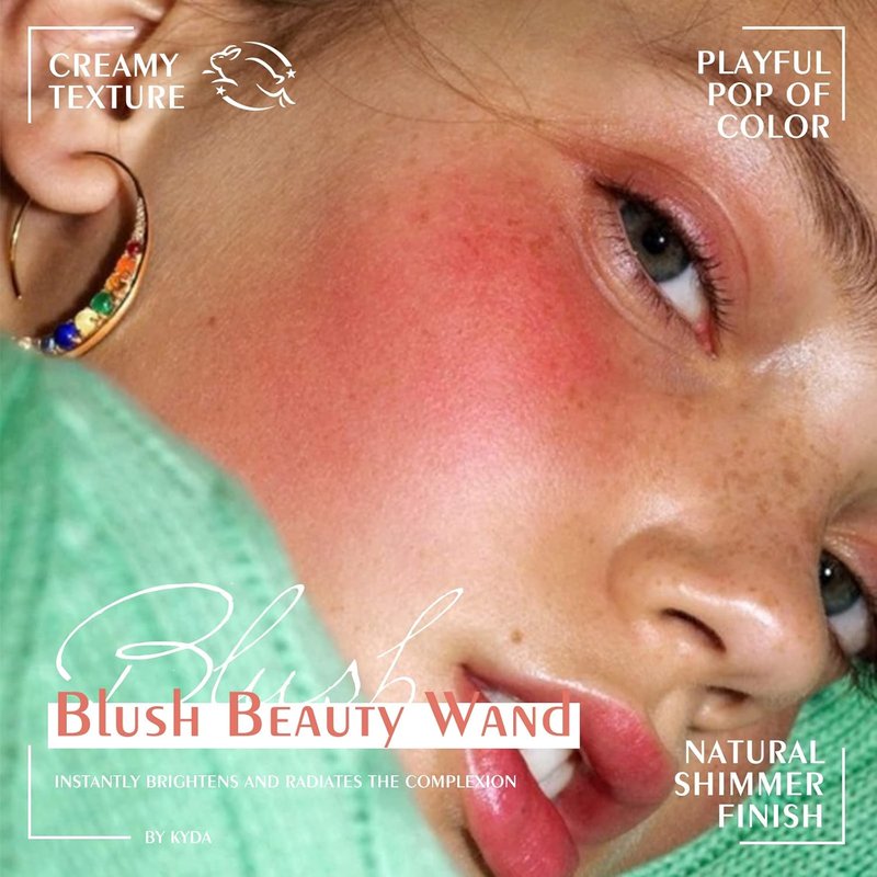 Blush Beauty Wand - Shimmer Face Blush with Cushion Applicator | Natural Pearl Finish, Silky Smooth Creamy Formula, Lightweight Blendable Stick - Mauve
