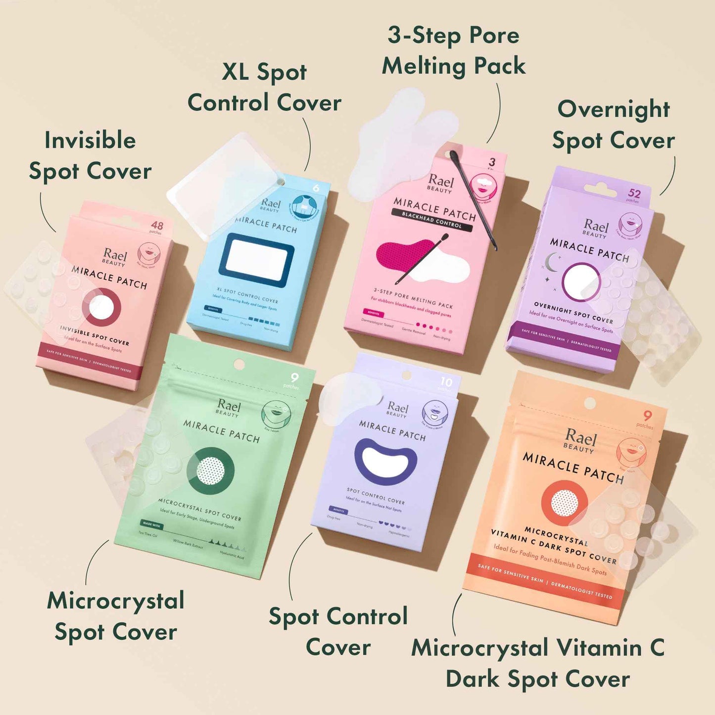 Rael Pimple Patches, Invisible & Microcrystal Spot Cover - Hydrocolloid Acne Pimple Patch for Face, Zit and Blemish, Breakouts, Korean Skin Care (33 Count)