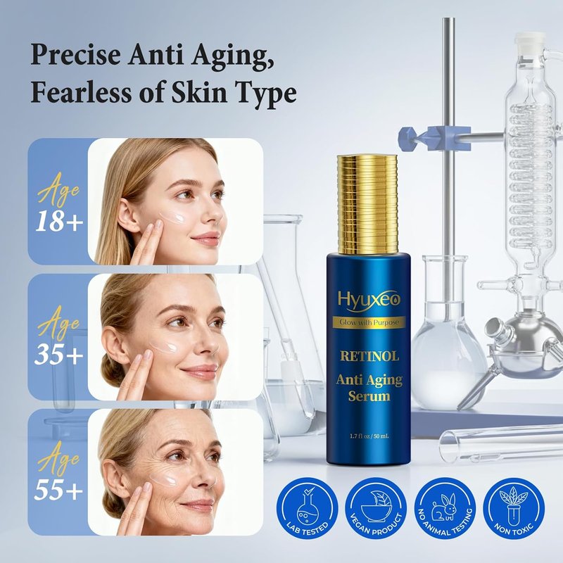 Retinol Collagen Serum - Anti-Aging & Wrinkle Repair with Squalane | Deep Hydration & Firming Formula, 1.70 Fl Oz